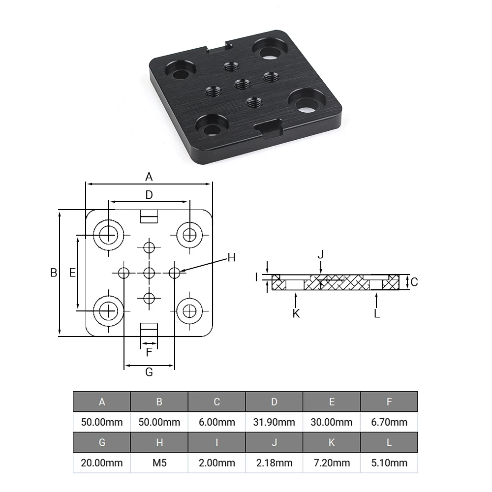 Openbuilds Mini V-Wheel Gantry Plate Aluminum Extrusion for V-Slot Rail CNC Machine 3D Printer - Standard Size