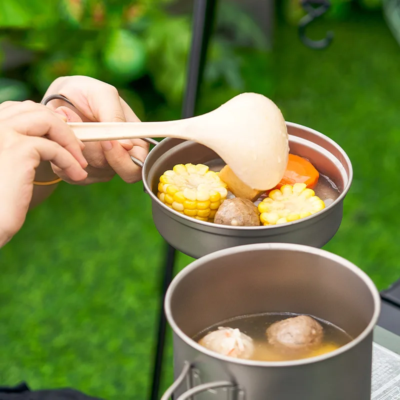 Sartén de titanio puro para exteriores, fiambrera para acampar, utensilios de cocina ecológicos, utensilios de cocina para Picnic, olla para sopa, nuevo