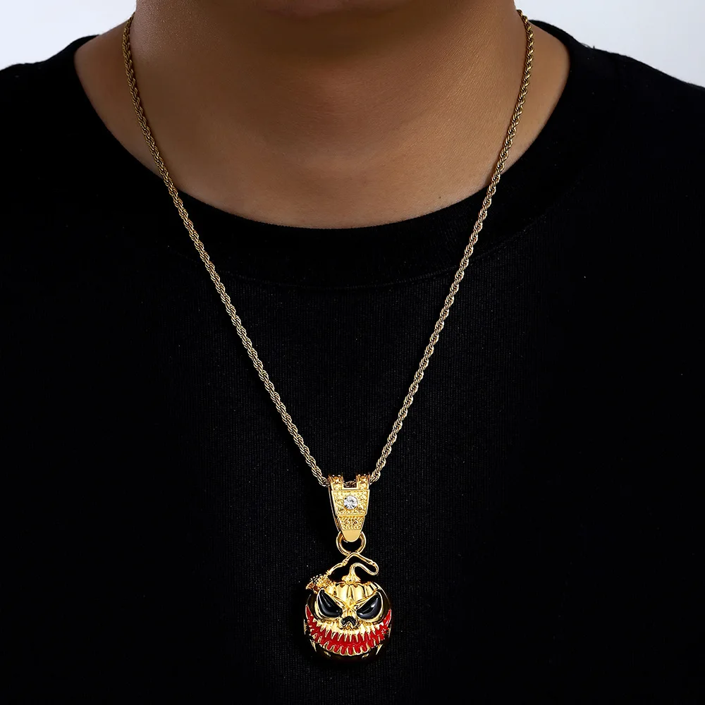 

DIY accessories European and American cross-border Halloween pumpkin skull alloy drip pendant with exaggerated personality Men's