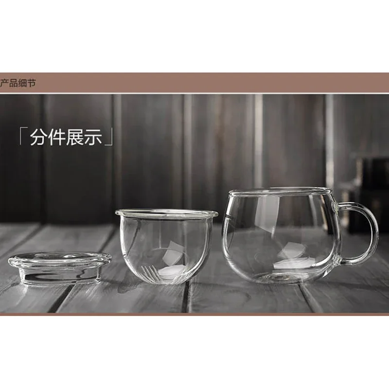 Transparent Glass Tea Cup with Lid, Infuser Filter, Heat Resistant Handle, Borosilicate Drinkware, Drinking, Milk, Coffee