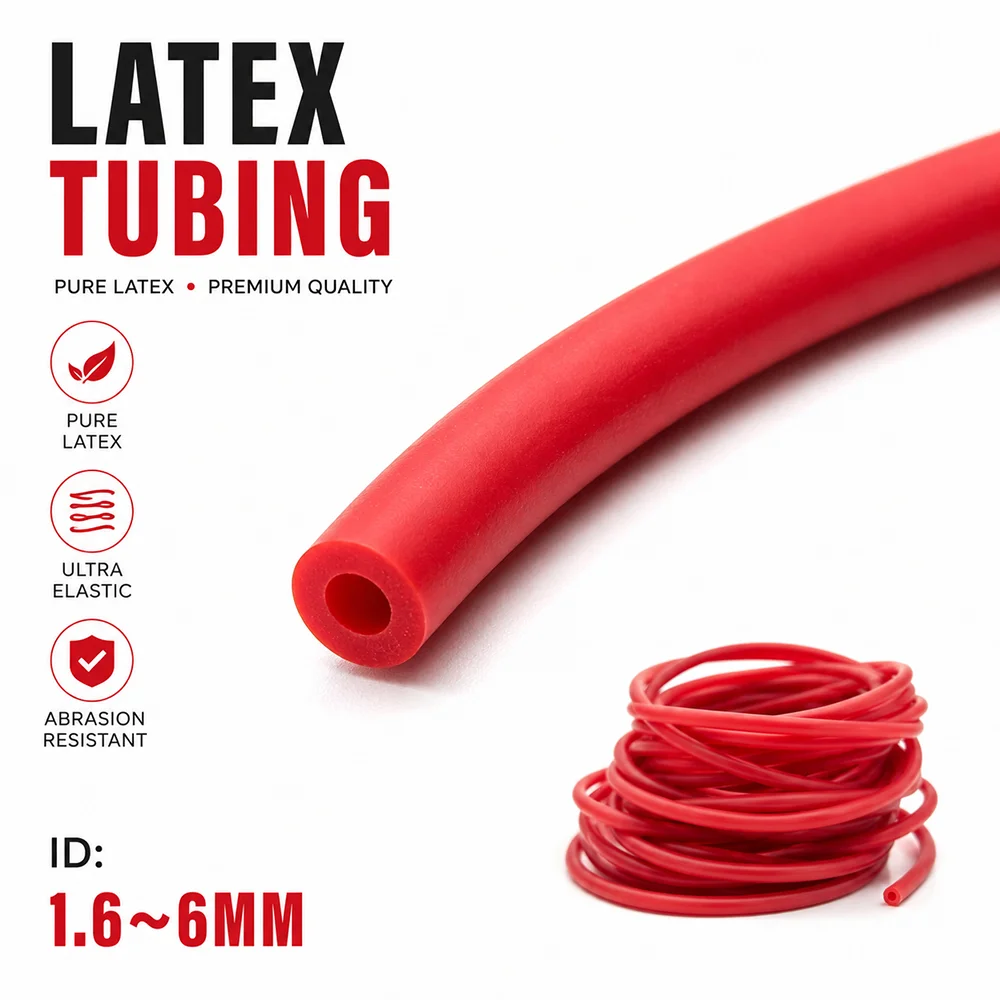 5M/2M Red Latex Rubber Hose ID 1.6-6mm High Rebound/Wear-Resistant/Aging/Fish Tank Guide Hose