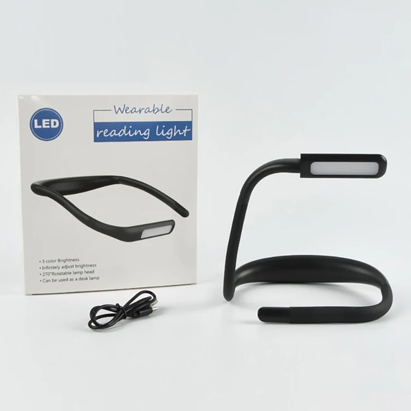 LED Neck Lamp Book Lights USB Rechargeable Flexible HandsFree Durable Reading Lamps for Camping Repairing Lighting Flashlight