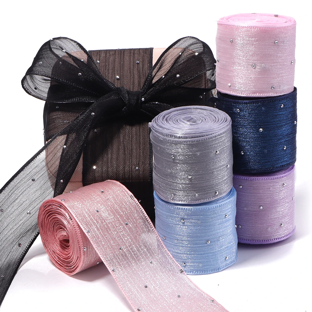 5 Yards 4cm Diamant-Mesh-Organza-Plisseeband DIY Haaraccessoires Dekoration Geschenk Schleife Verpackung Kleidung Hochzeit Party Dekor – Detail 2