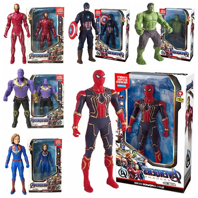 17cm Marvel Spiderman Model Anime Action Figures Spider-man Captainironman Luminous Children\'s Toys Decorationdolls Gifts