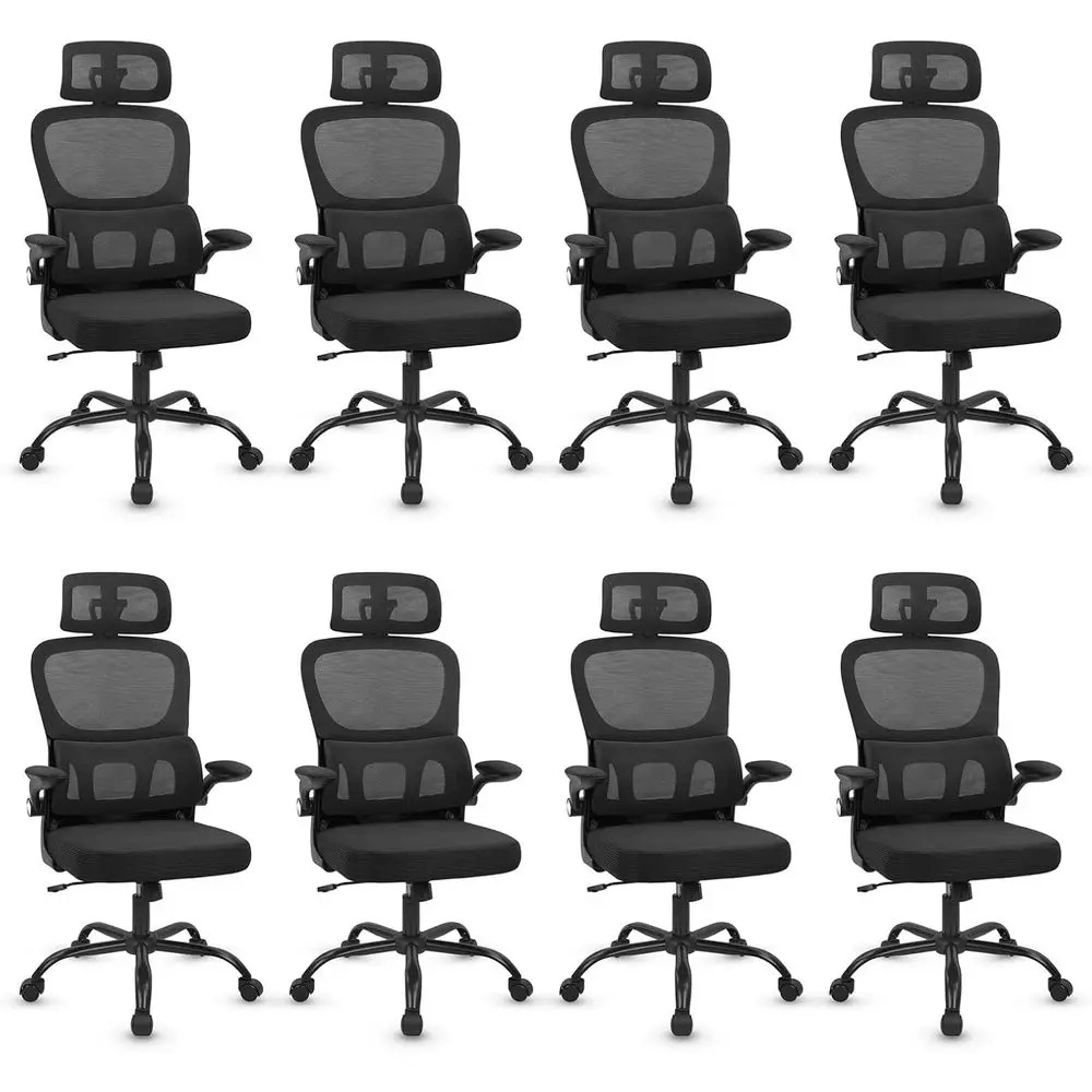 

Adjustable Ergonomic Office Desk Chair with Lumbar Support, Flip-Up Arms, High Back Swivel Mesh Executive Chair with Wheels, Bla