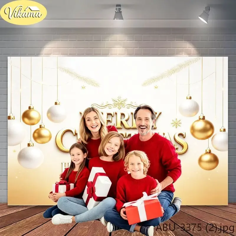VIKAMA Photography Background Christmas Ivory Happy New Year Backdrop for Party Birthday Photo Booth Home Decor
