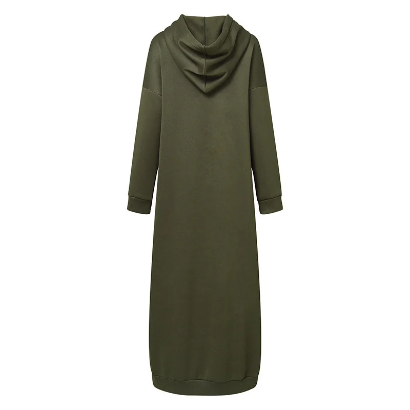 Muslim Dress Autumn/Winter Women\'s Sweatshirt Fashion Hooded Long Sleeve Long Dress Casual Solid Color Hooded Tank Top Robe