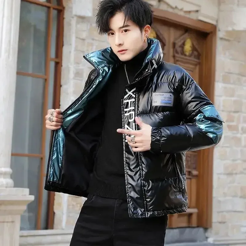 Printed Loose Stand Collar Men's Coats Winter New In Aesthetic Work Deals Cheap Clothes Offer High Quality Male Jackets Novelty