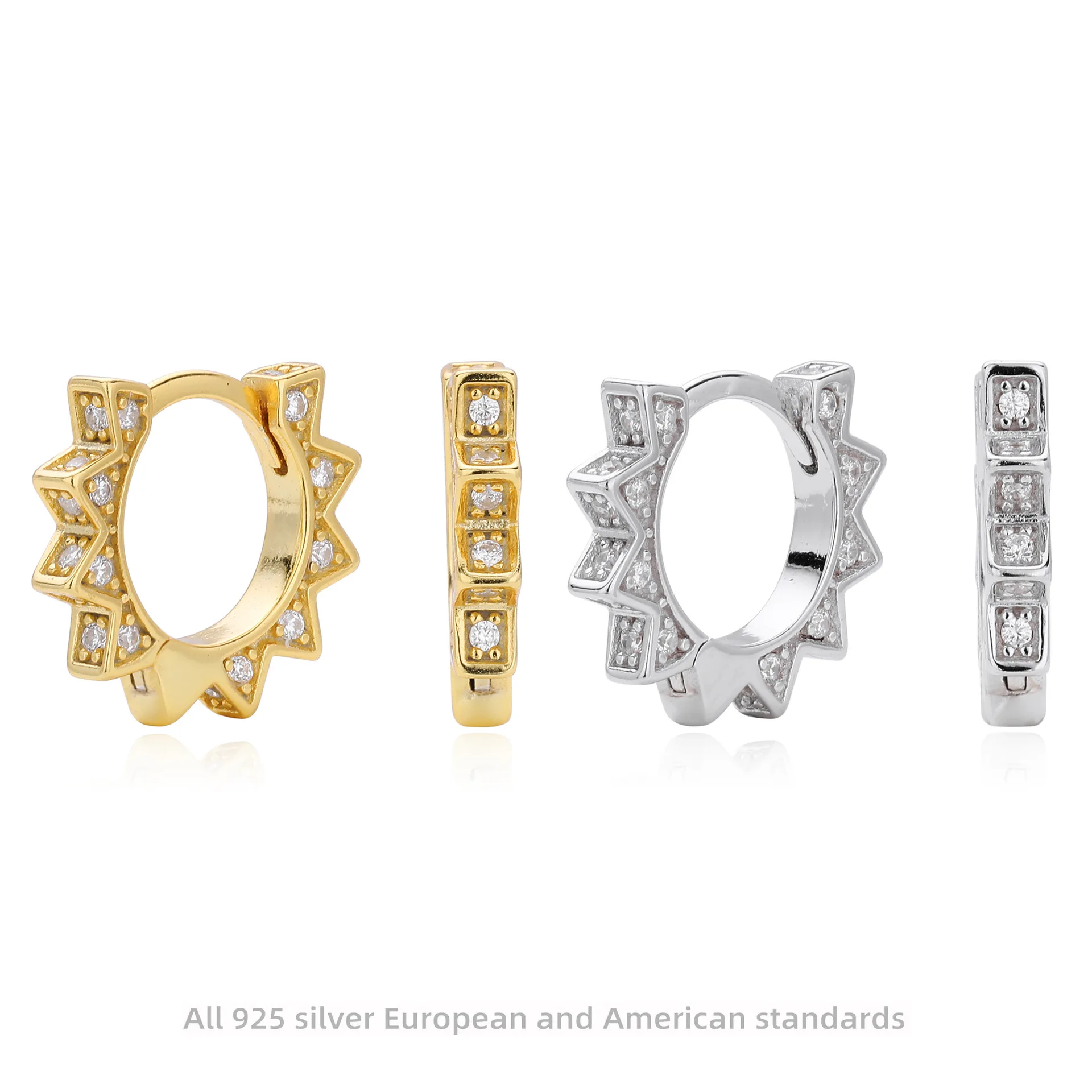 Withered Jewelry Earrings Women's Earrings Ear Cuffs S925 Pure Silver Ear Buckle With Zirconium Gear Earrings