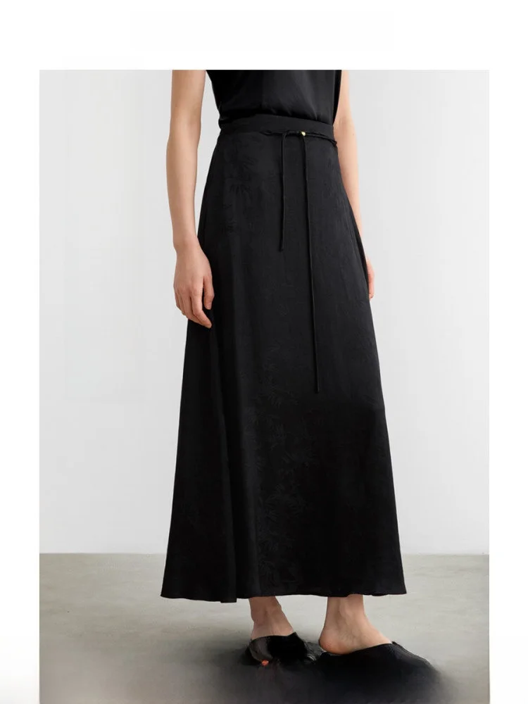 

ROCO Новая китайская серия Sle Ультра длинная юбка-зонтик f Длинная юбка для тела Шелковая бамбуковая юбка трапециевидной формы с высокой талией