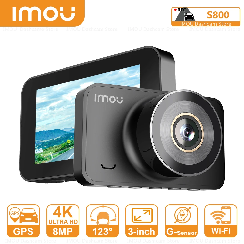 

IMOU 8MP Dash Camera S800 Ultra HD Car DVR With IPS Screen 24H Parking Support Built-in GPS Collision Detection Voice Control