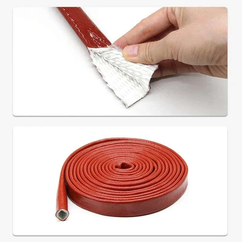 Silicone Fiberglass Tube High Temperature Resistant Resin Coated Glass Fiber Braided Fireproof Sleeve Fire Retardant Casing Pipe