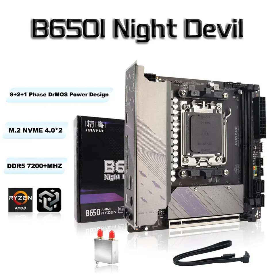 JGINYUE B650 ITX DDR5 Mini AM5 for Motherboard Supports  9600X/7800X3D/7500F (B650/AM5 Interface) New Desktop SATA