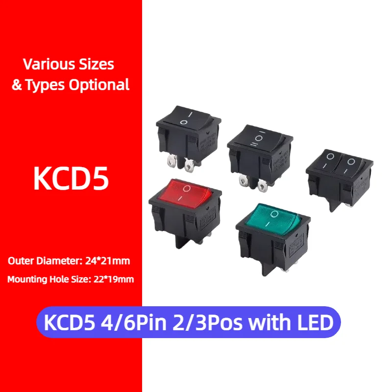 KCD5 Boat Rocker Switch 4/6Pin 2/3Pos 15A Silver Contact HD Power Switch Car Marine RV Trailer Winch12V Heavy Duty Panel