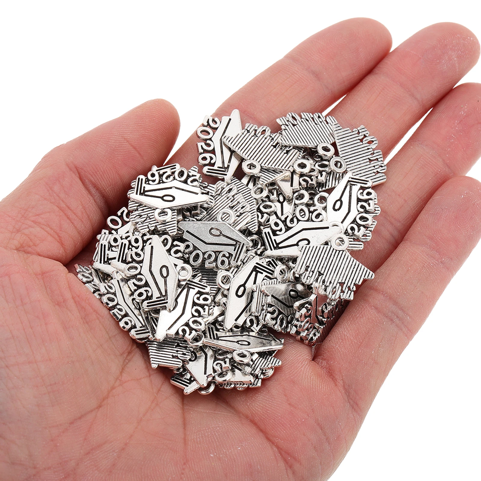 

100 Pcs Alloy Key Ring Charm for Graduation Tassel Year Charms Cap Mini Bracelets Bachelor Necklace