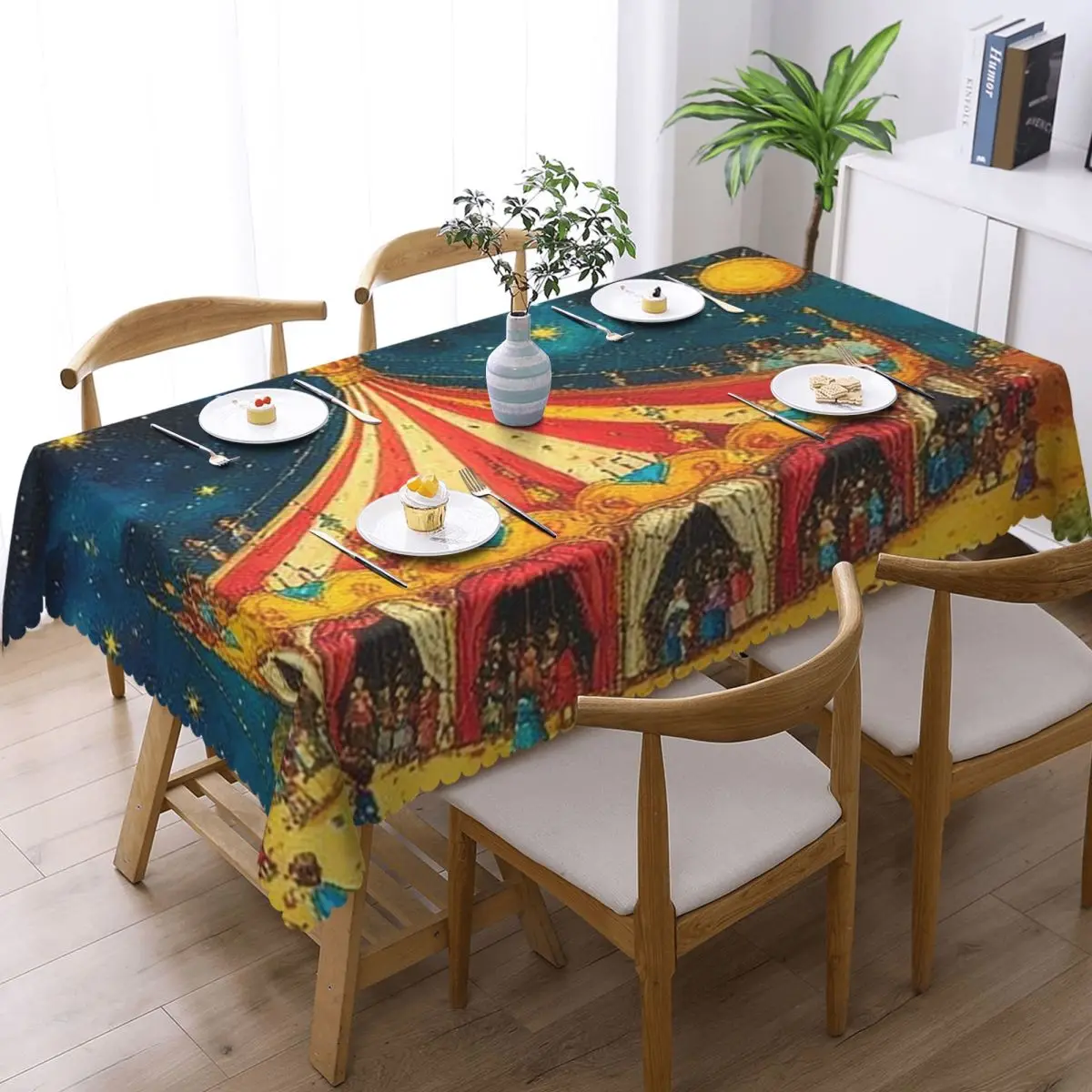 Circus Carnival Theme Party Customized Rectangular Tablecloth Waterproof Table Cover for Dining Events Table Cloth