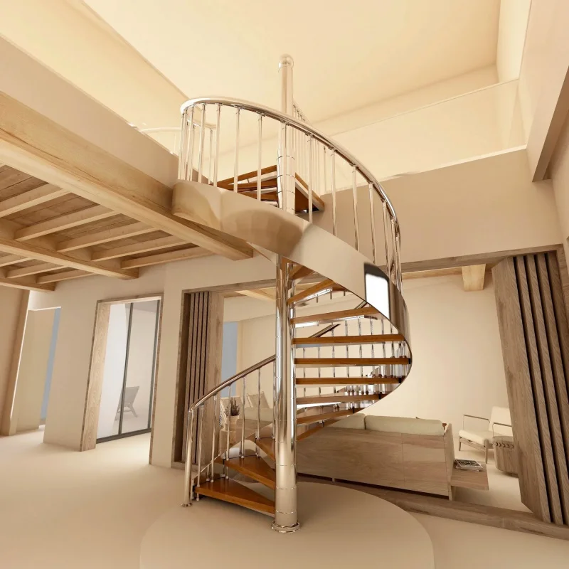 custom.Modern Outdoor 304 Stainless Steel Staircase with Balustrade Posts