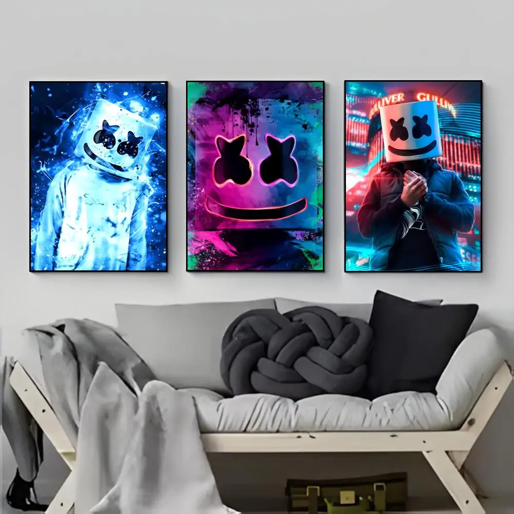Electronic Music Producer DJ M-Marshmello Poster Poster HD  Waterproof Wall Sticker Bar Living Room Decor Gift