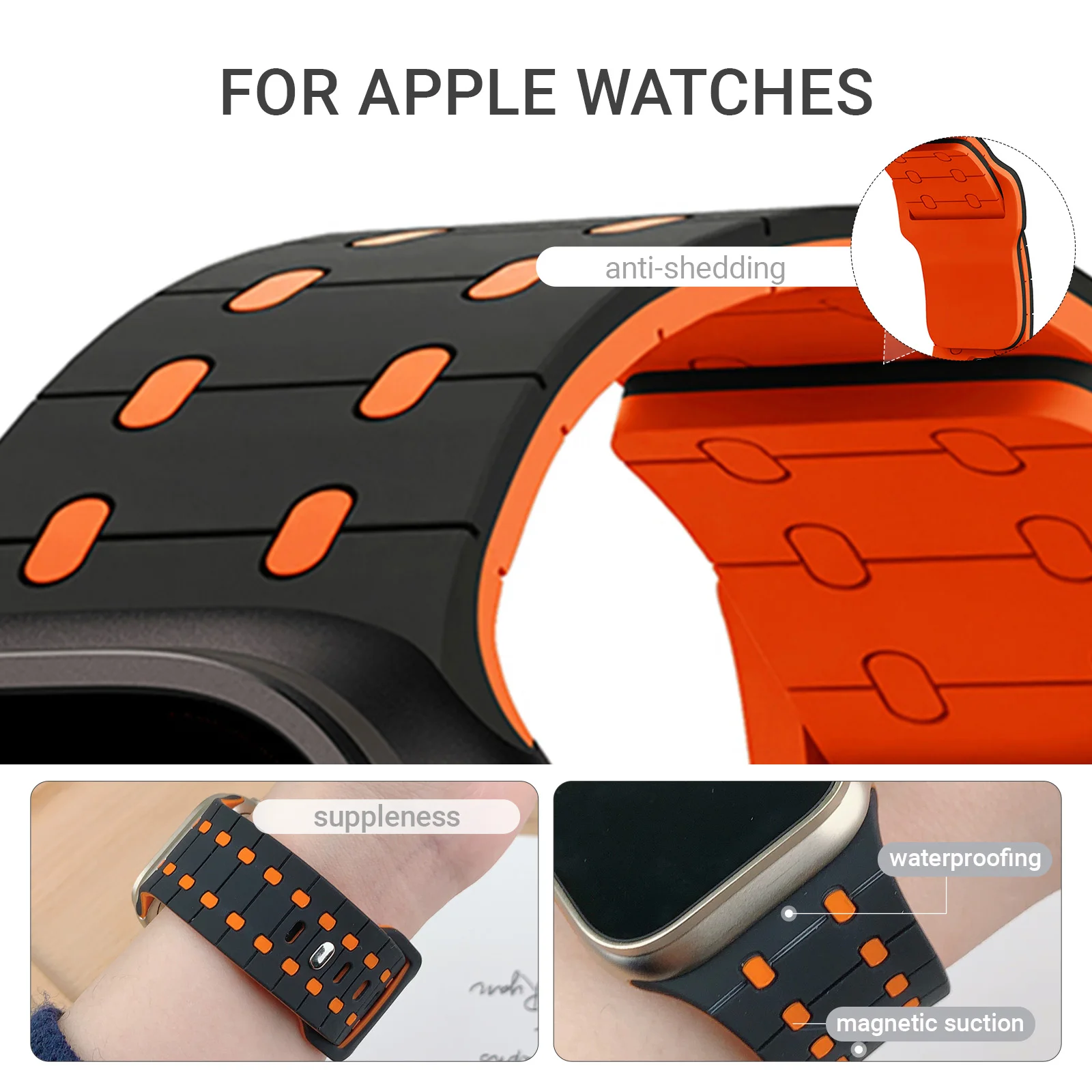 Silicone Band for Apple Watch Strap 46mm 45mm 41 44 49mm 40 38 42mm Bracelet Correa for iWatch 12 11 10 9 8 7 6 5 3 SE Ultra 4/3