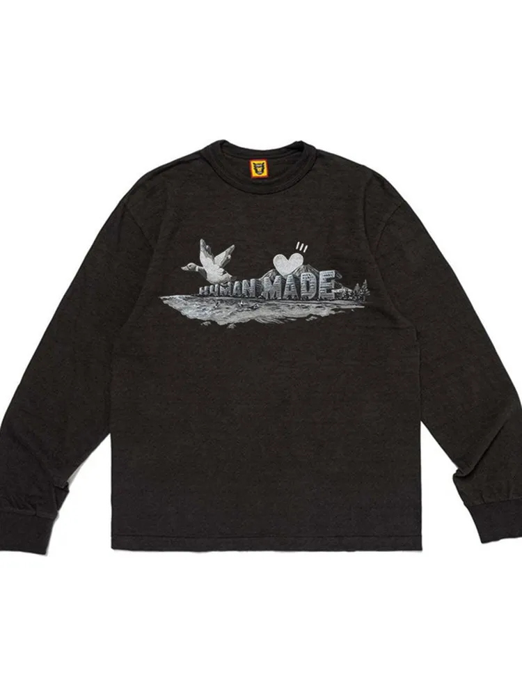 Human Made 2026 Washed Duck Graphic Long Sleeve Tee Relaxed Fit Unisex Top