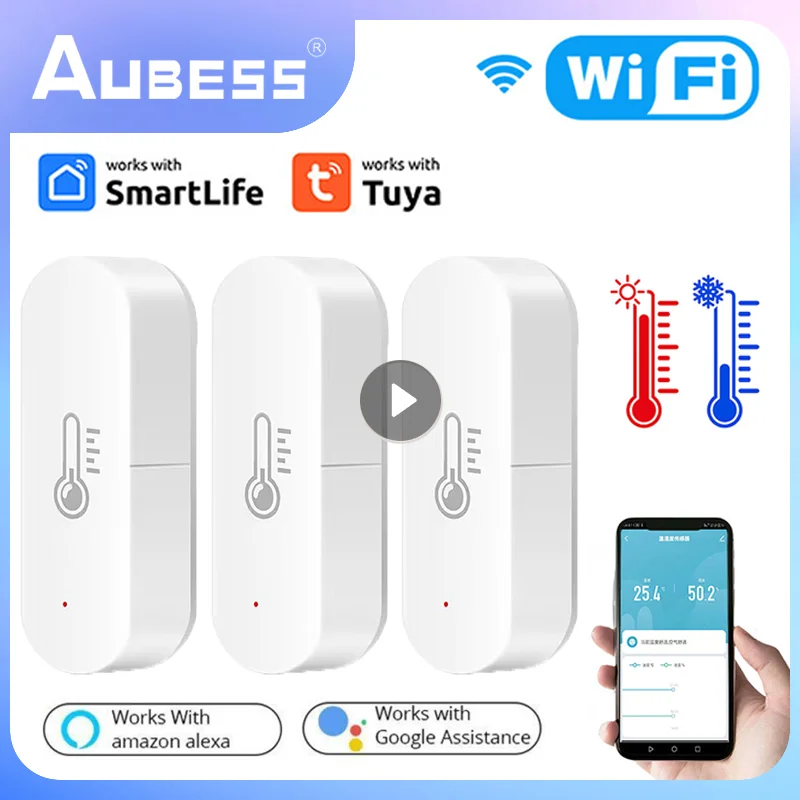 Tuya WiFi Temperature Humidity Sensor Smart Life APP Monitor Smart Home Thermometer Work With Alexa Google Home No Hub Required