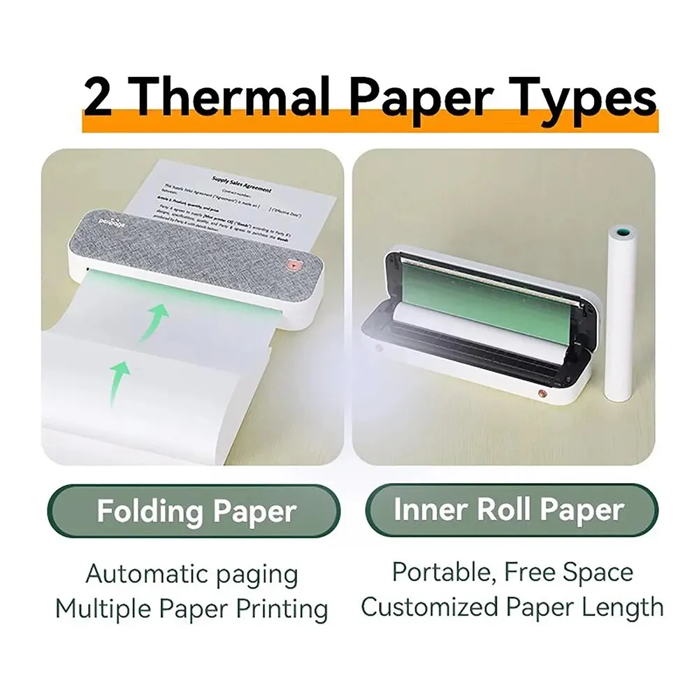 PeriPage A40 Portable Mini Thermal Printer A4 Paper Photo Printer From Mobile Phone Wireless Bluetooth Document Office A4Printer