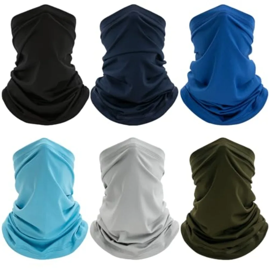 6 Pack Neck Gaiter, UV Protection Cooling Breathable Face Mask, Hiking Scarf for Men Women