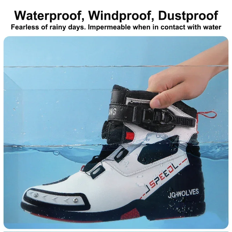 2024 New Motorcycle Boots Man Leather Motos Riders Protective Boots Waterproof Non-slip Motocross Mountain Racing Shoes
