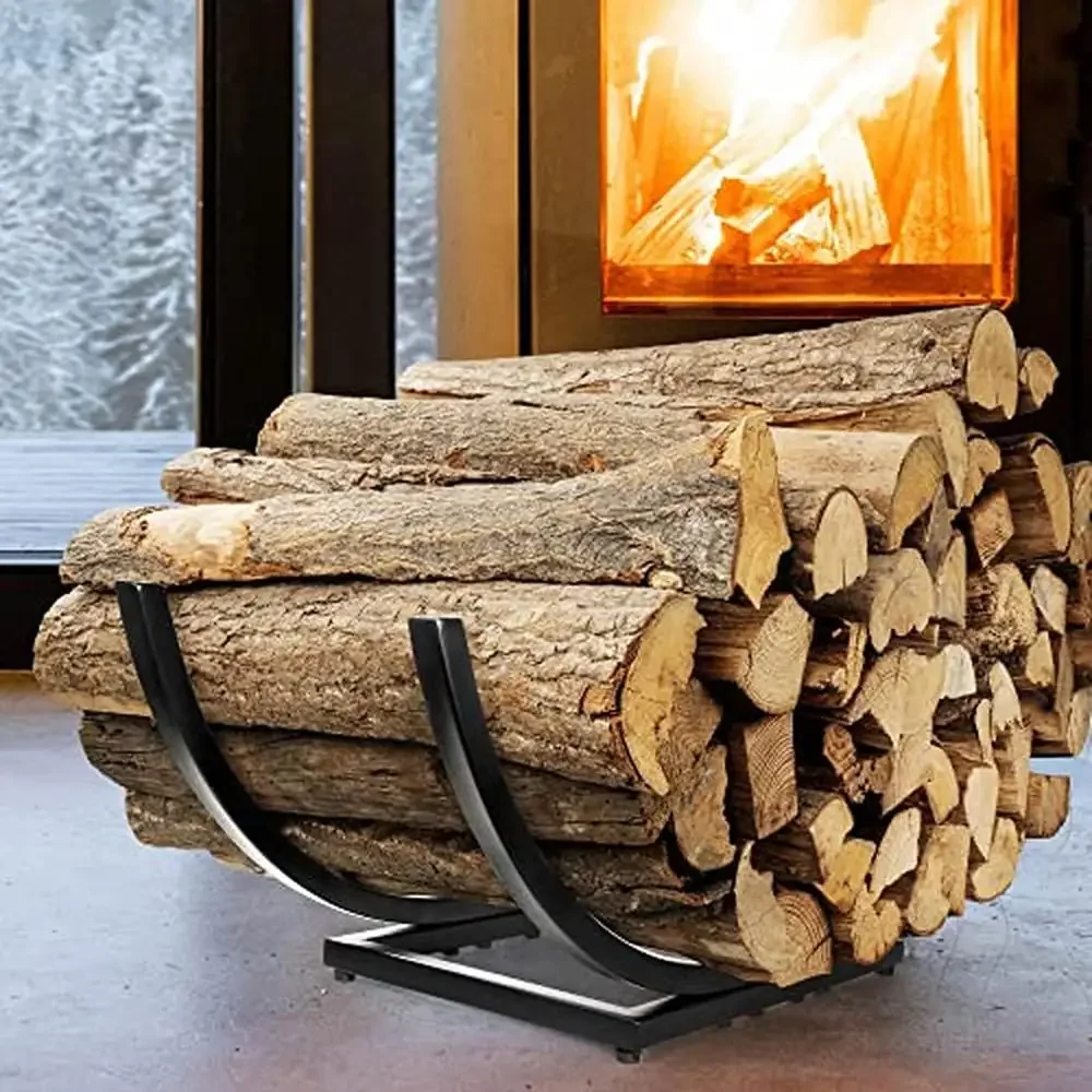 

Fireplace Wood Holder Fire Storage Steel Yard Patio Garden Indoor Log Rack 28" Large Capacity Organized Durable Non-Tipping Stay