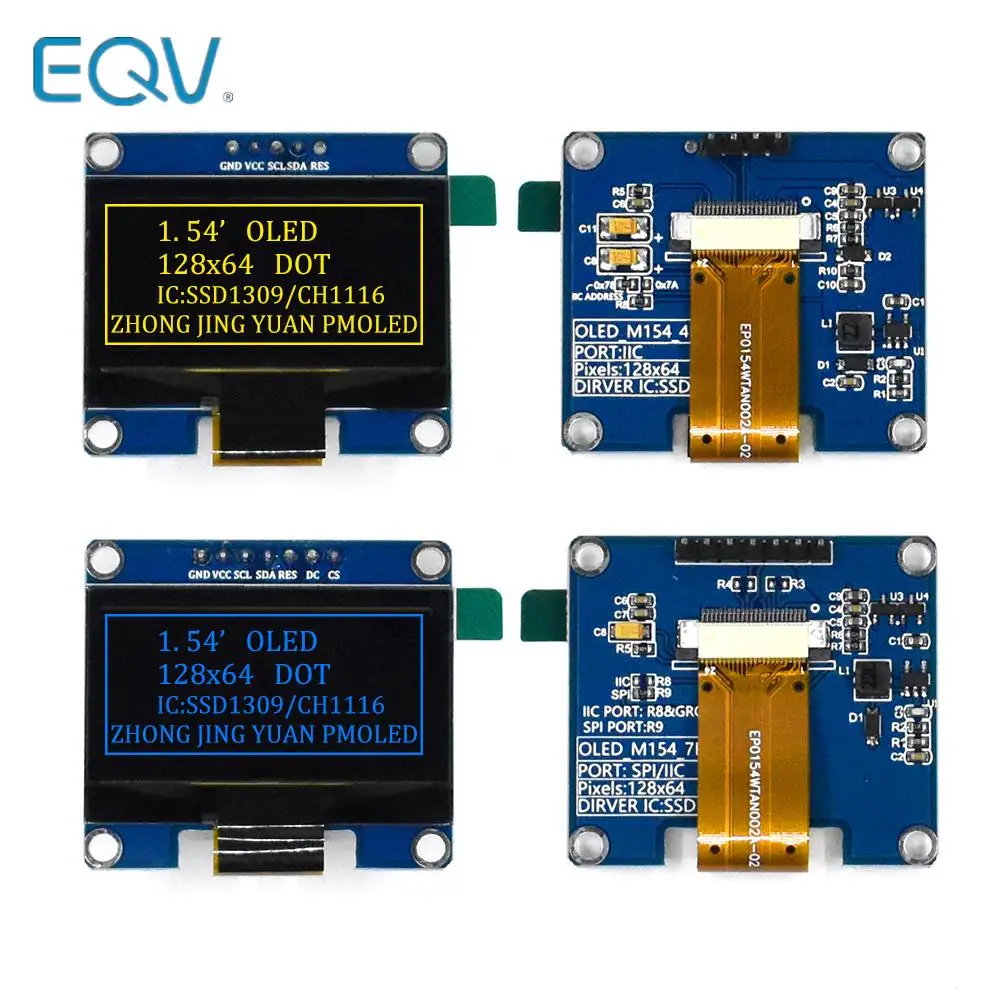 1,54-calowy moduł OLED 1,54-calowy ekran 12864 LCD moduł wyświetlacza LED 128*64 SSD1309 interfejs SPI/IIC I2C dla Arduino 4Pin 7Pin
