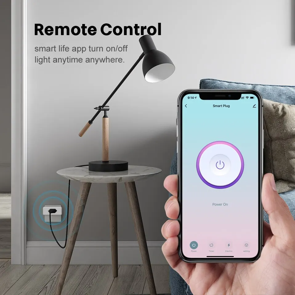 Tuya 16A colokan pintar WiFi standar Brasil dengan Monitor daya aplikasi kehidupan pintar soket pintar suara berfungsi untuk Google rumah Alexa