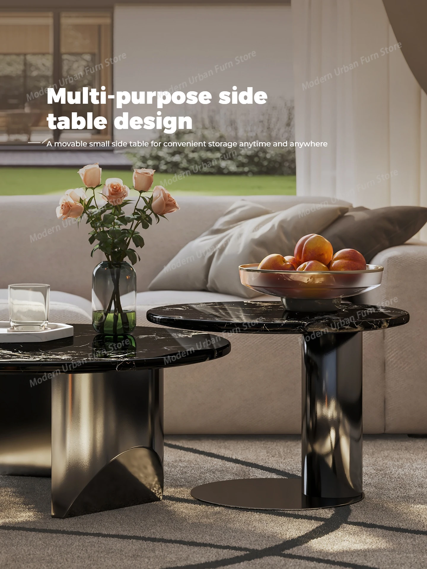 Marble Coffee Table Black Rose Gold Round 2025 Wabi Sabi Living Room Set Minimalist Modern Center Table Decor caffee tables image 2