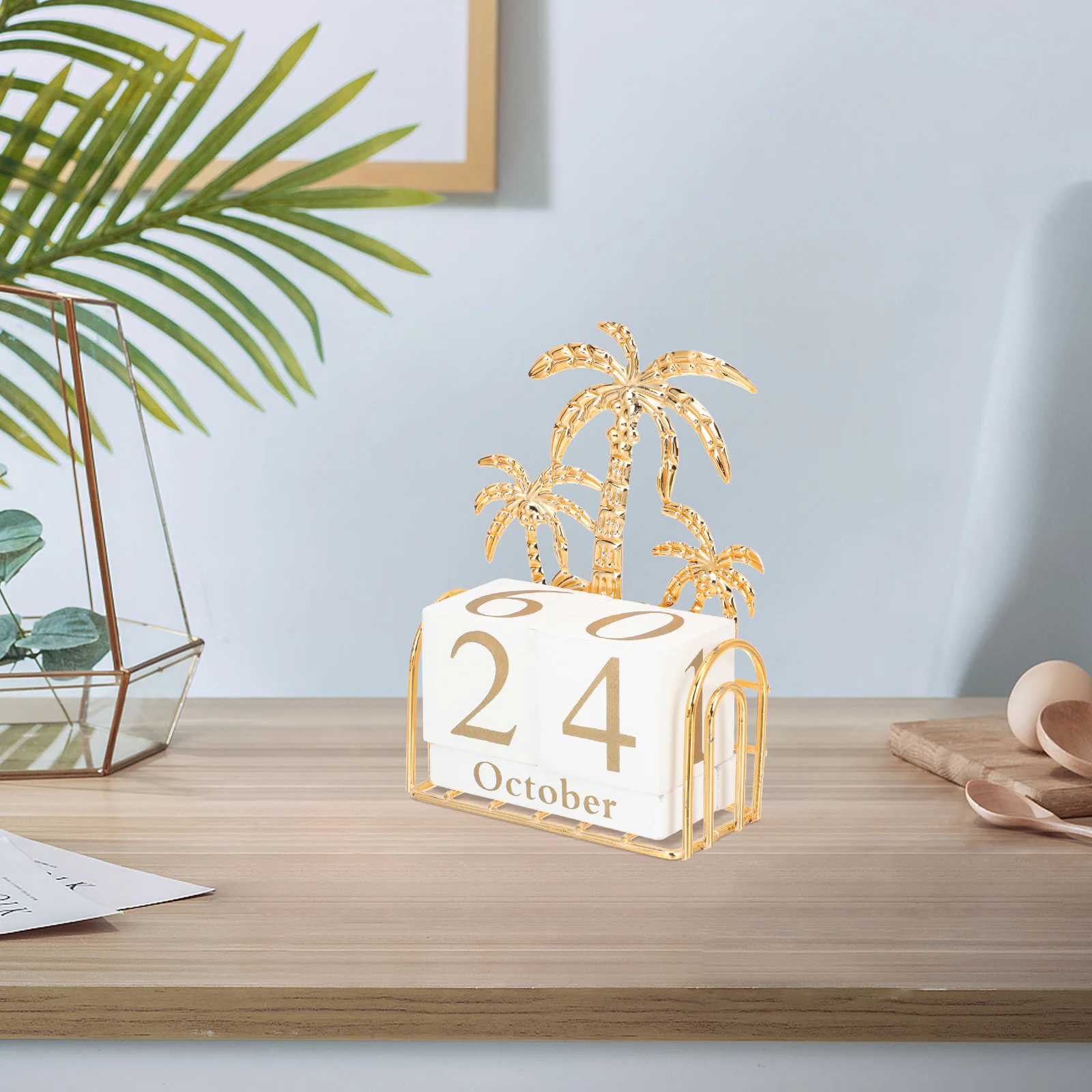 

Wooden Desk Calendar Classic Perpetual Block Calendar Creative Month Date Display Decorative Ornament for Home Office Cafe