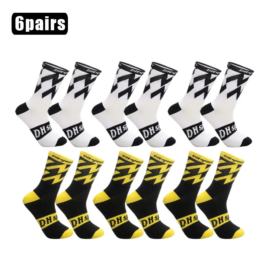 

6 pairs women men non slip grip socks soccer cycling running towel bottom shockproof athletic