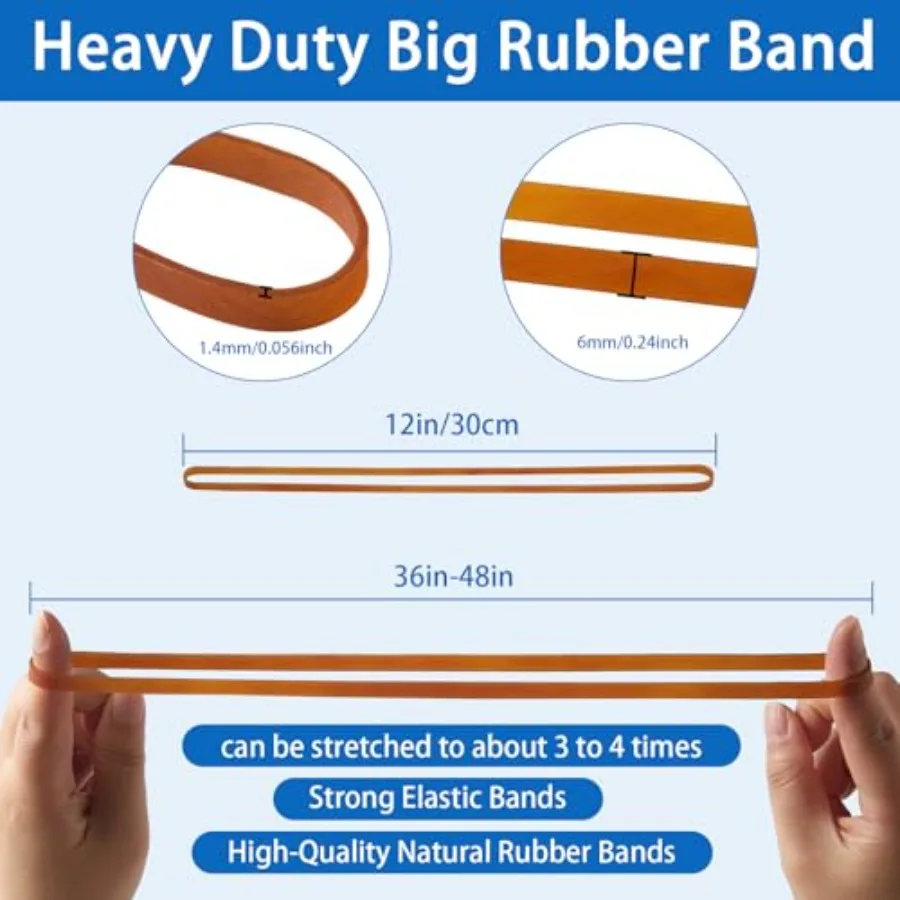 أربطة سلة المهملات شديدة التحمل مقاس 12 بوصة 12 عبوة من الأربطة المطاطية الكبيرة لعلب 833 جالونًا ومجلدات الملفات أربطة مرنة للمنزل والمكتب #2