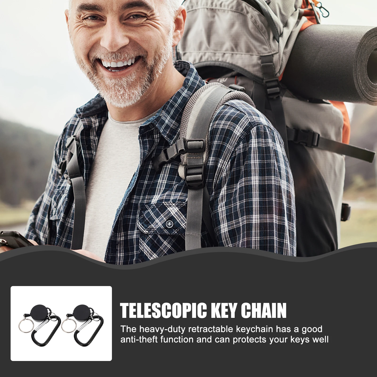 

2Pcs Multi-Function Retractable Badge Holders High-Class Durable Anti-Theft Keychains Portable Outdoor Name Tag