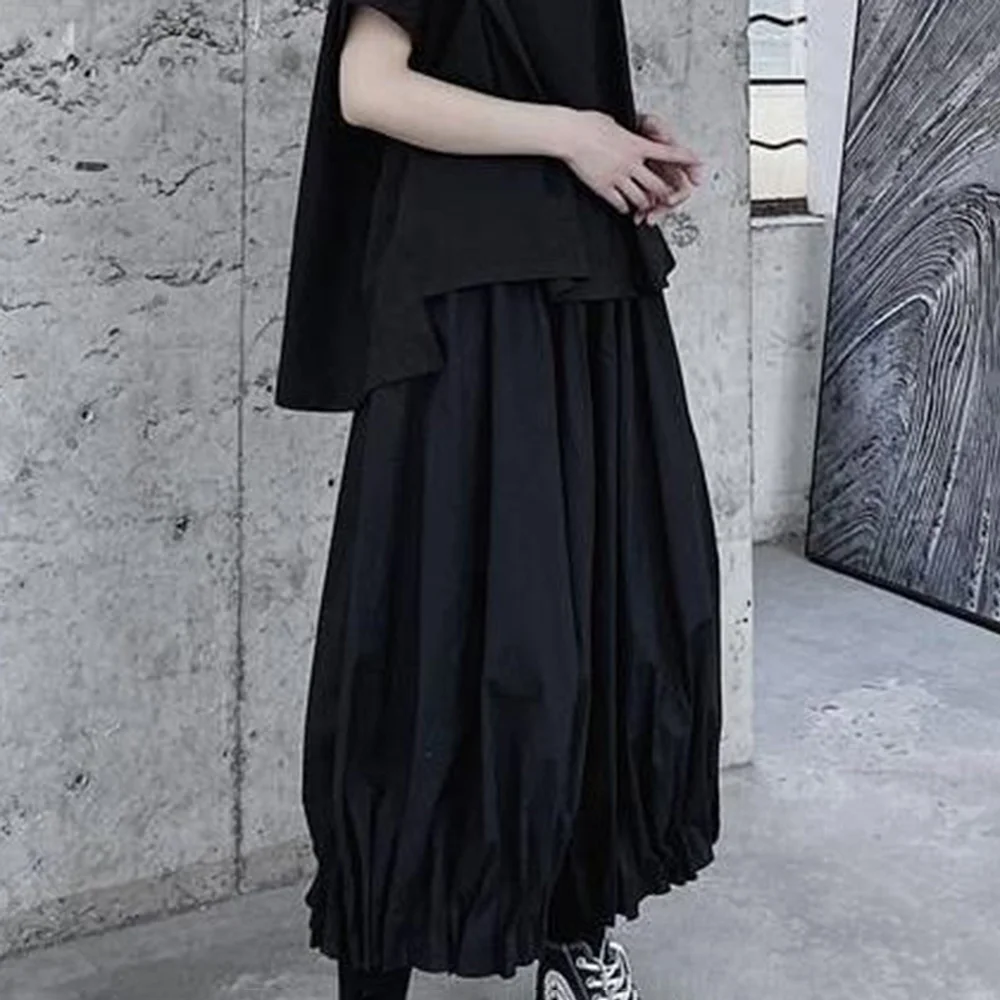 Été nouveaux hommes couleur unie jambe large lanterne jupe pantalon rétro mode tendance décontracté Simple ample respirant Niche hommes bas