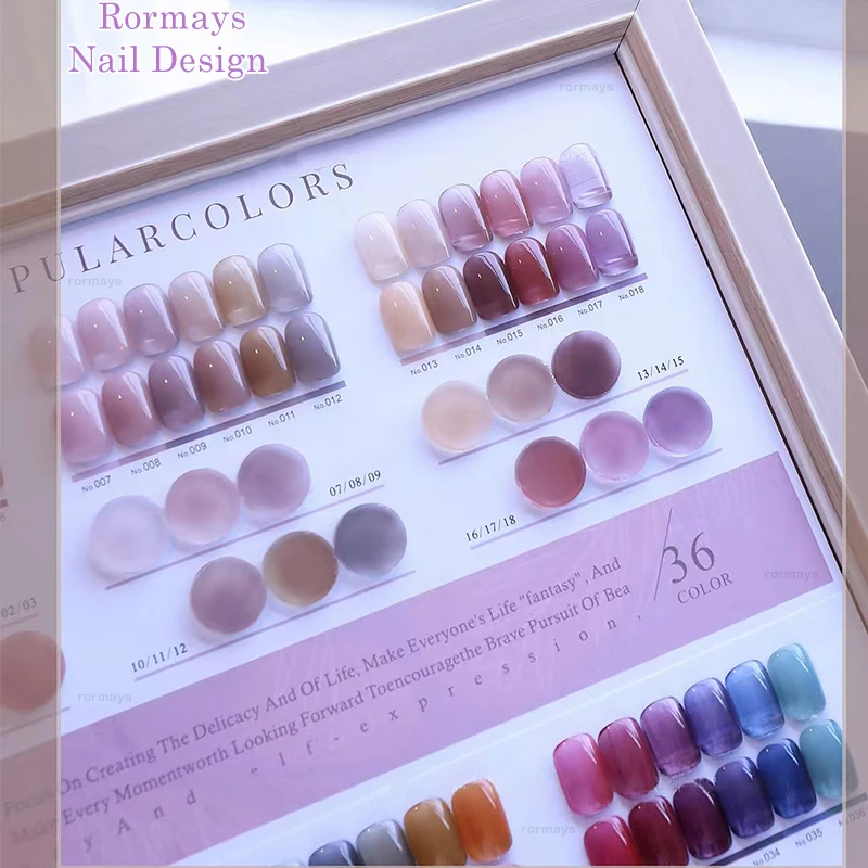 Rormaile-Verhéritage à Ongles UV Durable, Kit Bleu d'Amélioration des Ongles, Art Populaire, Gel Mixte, Gelée Violette, Automne et Hiver, 36 Pièces