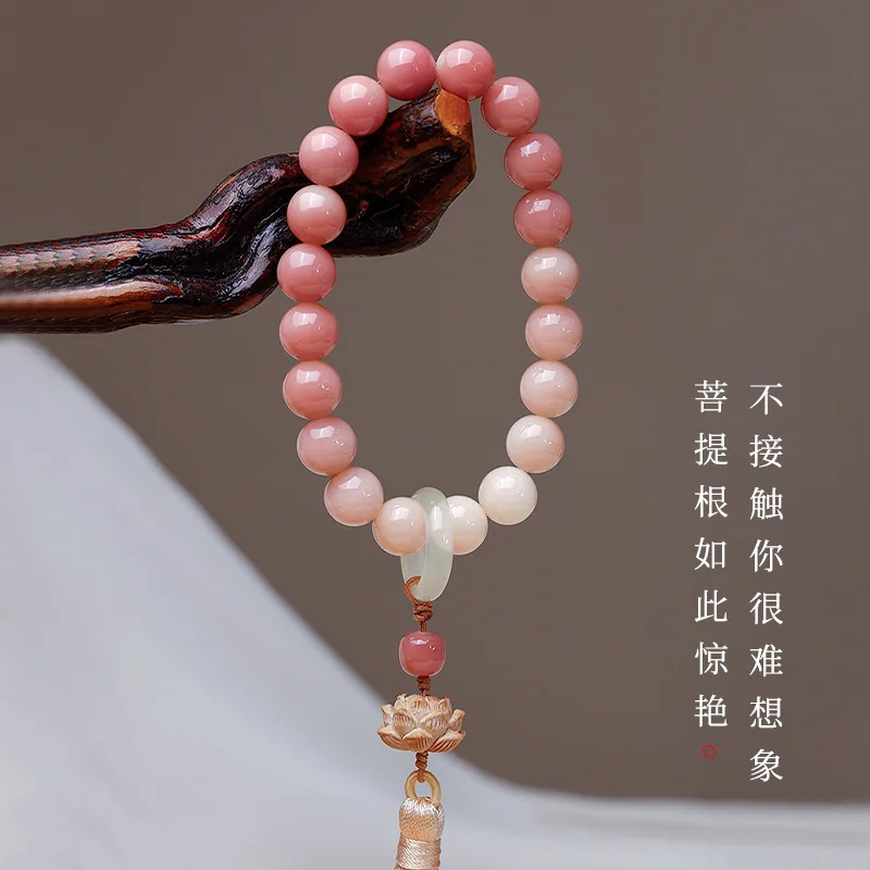 Natural Root Hand String Purple Single Circle Bodhi Zi Handheld Finger Wrapped Soft Play Buddha Prayer Bead Bracelet For Men And