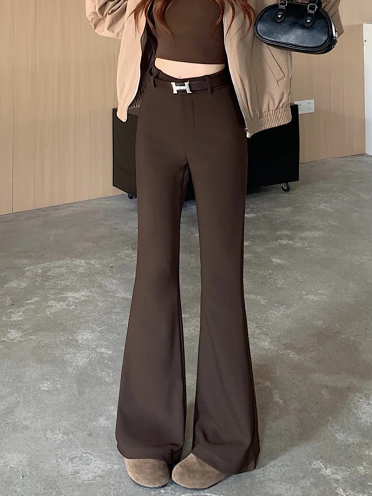 Pantaloni Casual da Donna a Vita Alta, Modello Slim Fit a Campana, Nuovi Pantaloni Lunghi Autunno Inverno, Comodi e Aderenti