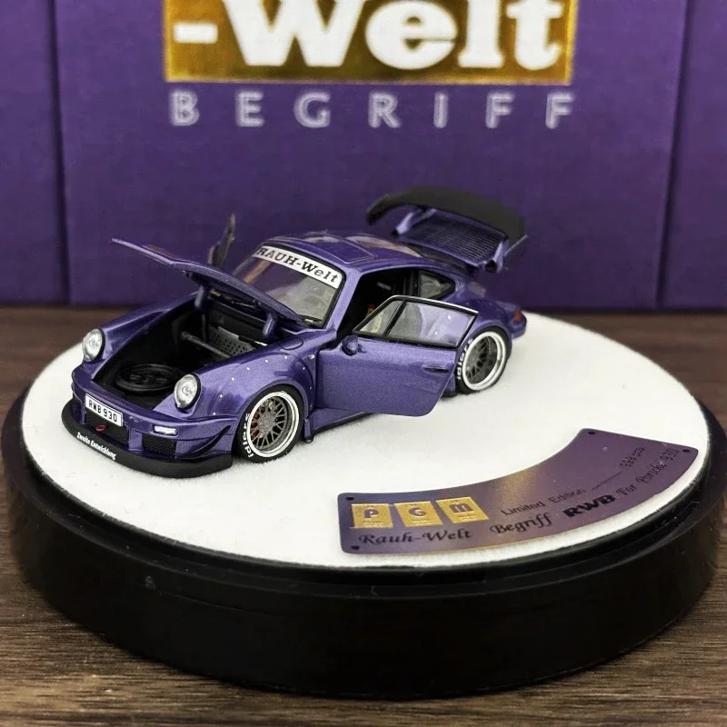 1:64 Porsche RWB930 Violet alloy press shaft miniature model, adult decoration, boy toy, children's holiday birthday gift