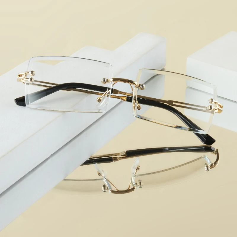 1 Stück Damen-Brille, einfarbig, neuer Stil, exquisit, Vintage, kleiner quadratischer Rahmen, randloses Design, elegant, lässig, vielseitig für den täglichen Gebrauch a
