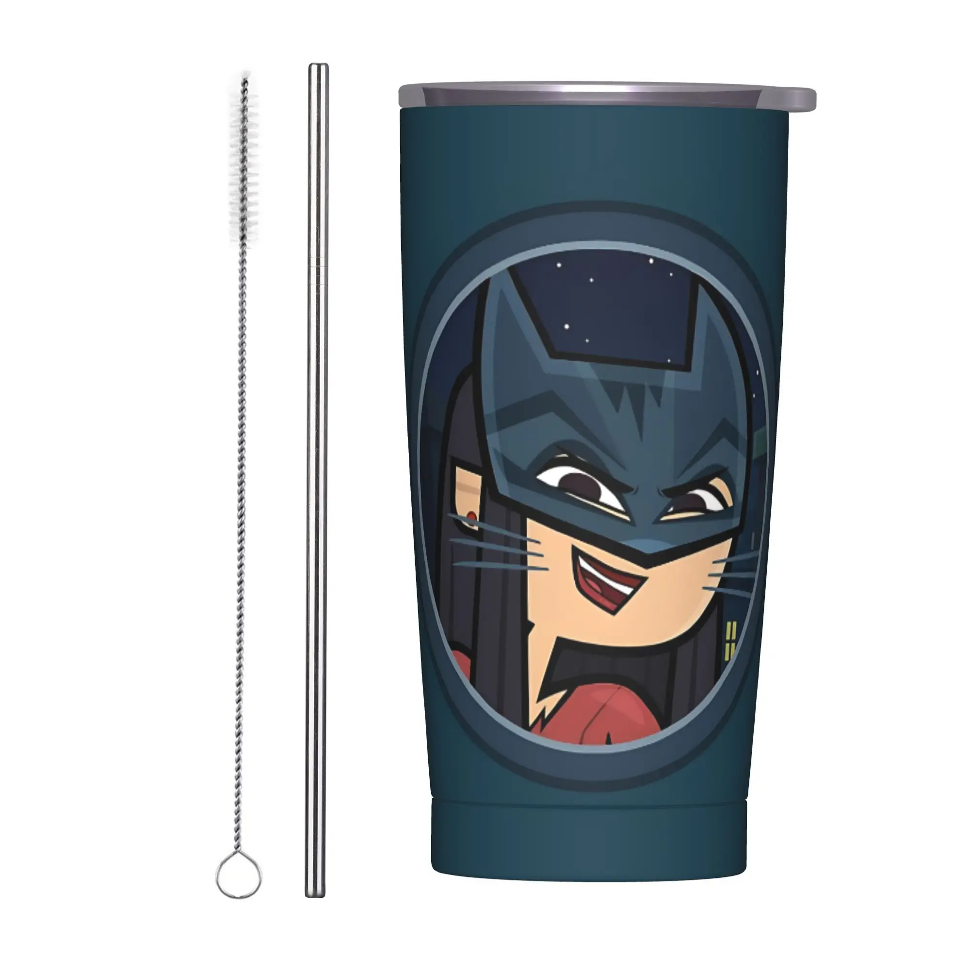 Totals Dramas Reboot Supervillain Insulated Tumbler with Straws Lid  Vacuum Thermal Mug Outdoor Travel Hot Cold Drinks Cup, 20oz