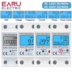 Contatore di energia digitale LCD monofase Reset Zero kWh Tensione Corrente Consumo energetico Contatore Wattmetro elettrico Guida Din 220V