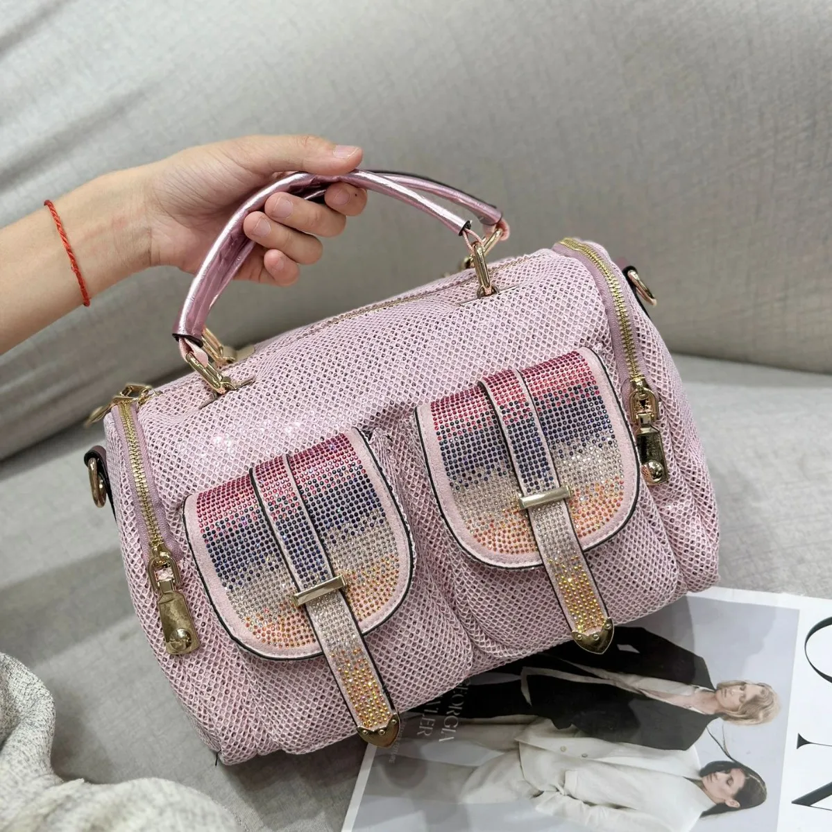 

Rhinestone Sequins Decoration Boston Bags For Women Luxury Designer Handbags And Purses 2025 New In Fashion Shoulder Crossbody