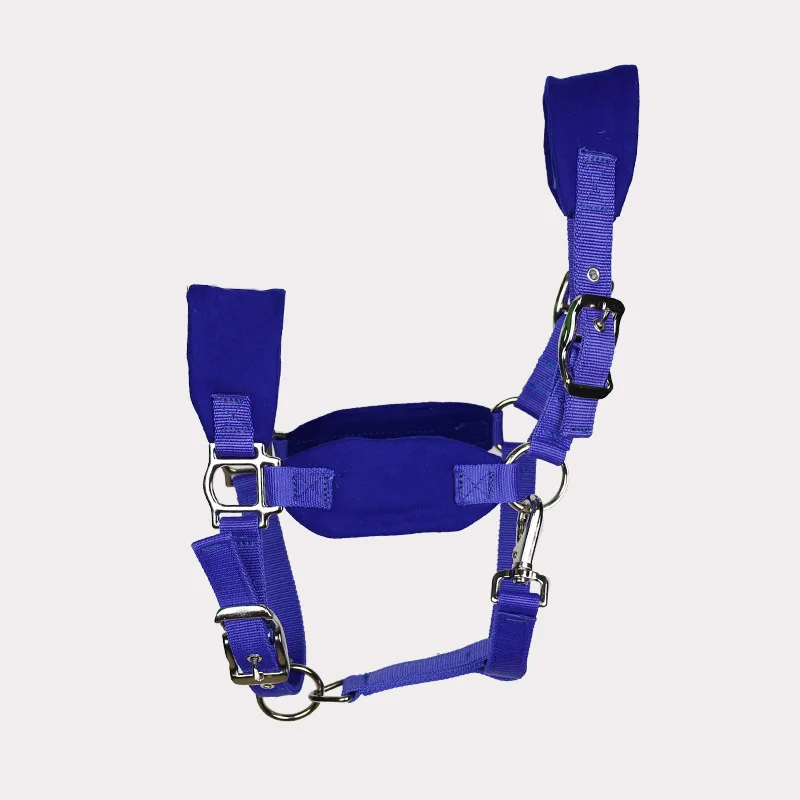 Adjustable Horse Halter with Polar Fleece Lining Equestrian Riding Headstalls with Satin Hardware