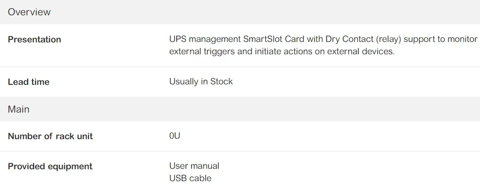 2025 SE-APC AP9613 APC Dry Contact I/O SmartSlot Card Comptabile with SE-APC Various Cabinet Great Price