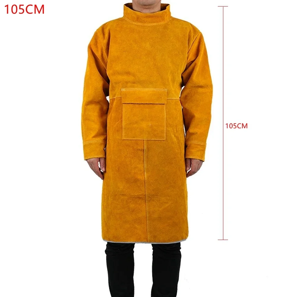 3 Size Cowhide Work Clothes Apron Welding Protective Clothing Heat Fire Resistant Welders Clothing Welding Apron With Sleeves