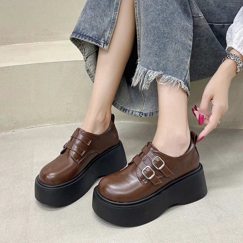 High Appearance Level Thick Bottom Round Head Fashion All Comfortable Non-slip Breathable Wear-resistant Women's Single Shoes