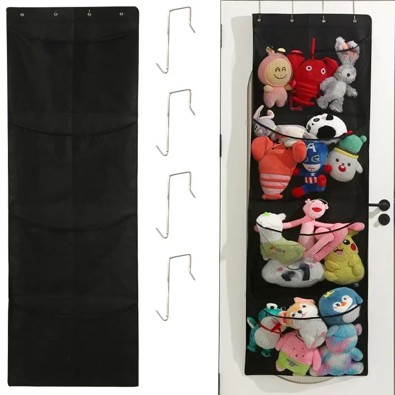 Sac de rangement suspendu au-dessus de la porte, organisateur pour trucs, jouets pour bébé, jouet de rangement en peluche/hamac, sac en filet de rangement suspendu